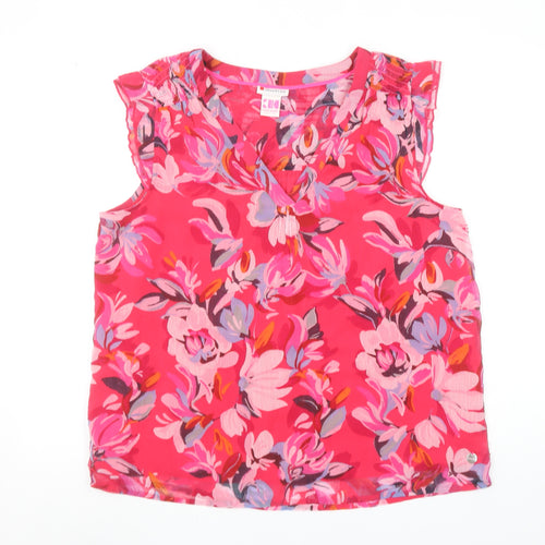 Street One Women’s Pink Floral Sleeveless V-Neck Tunic Blouse Size 14