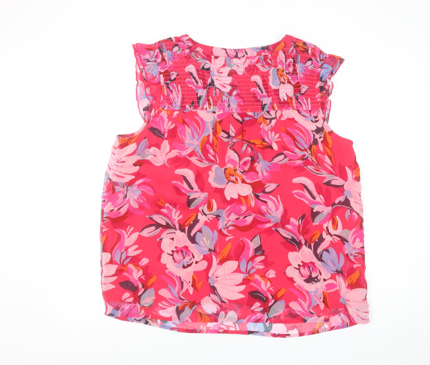 Street One Women’s Pink Floral Sleeveless V-Neck Tunic Blouse Size 14