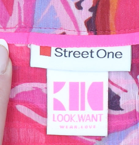 Street One Women’s Pink Floral Sleeveless V-Neck Tunic Blouse Size 14