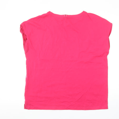 Cecil Women's Pink Striped Crew Neck Cotton T-Shirt Size M
