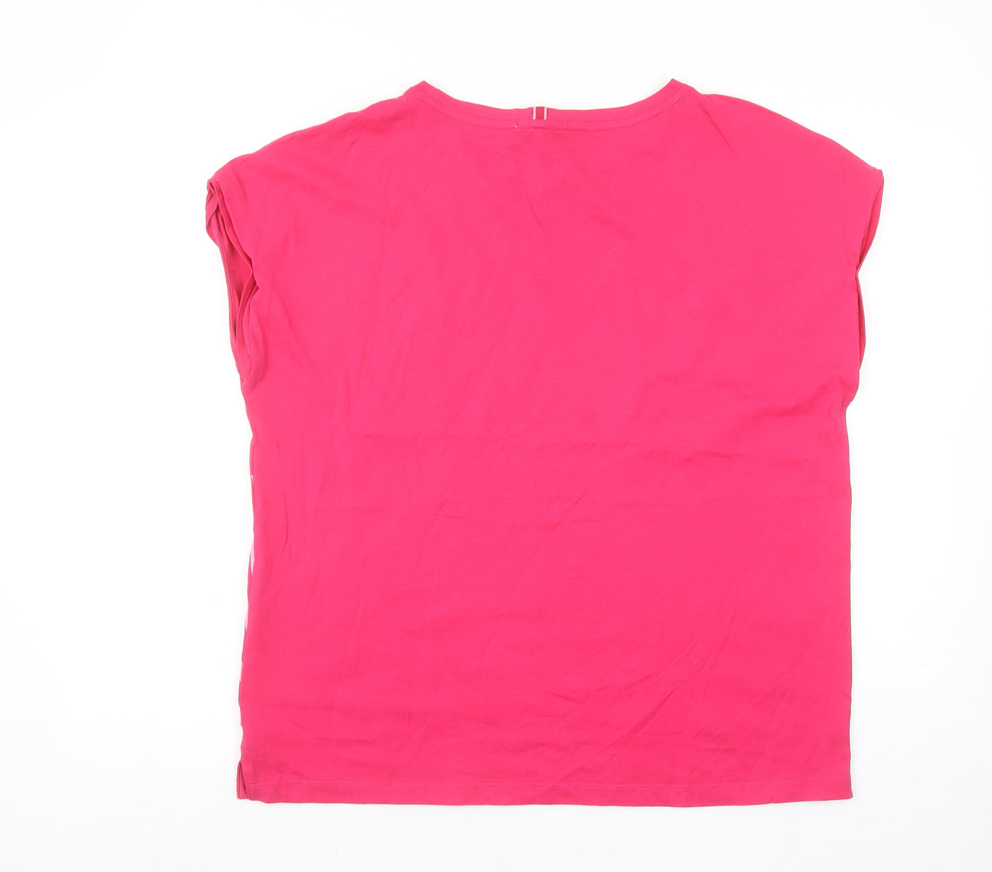 Cecil Women's Pink Striped Crew Neck Cotton T-Shirt Size M