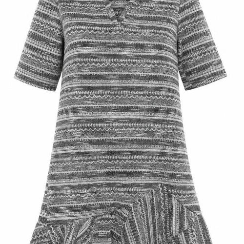 Next Women’s Grey Striped Shift Dress Size 12 V-Neck Half Sleeve
