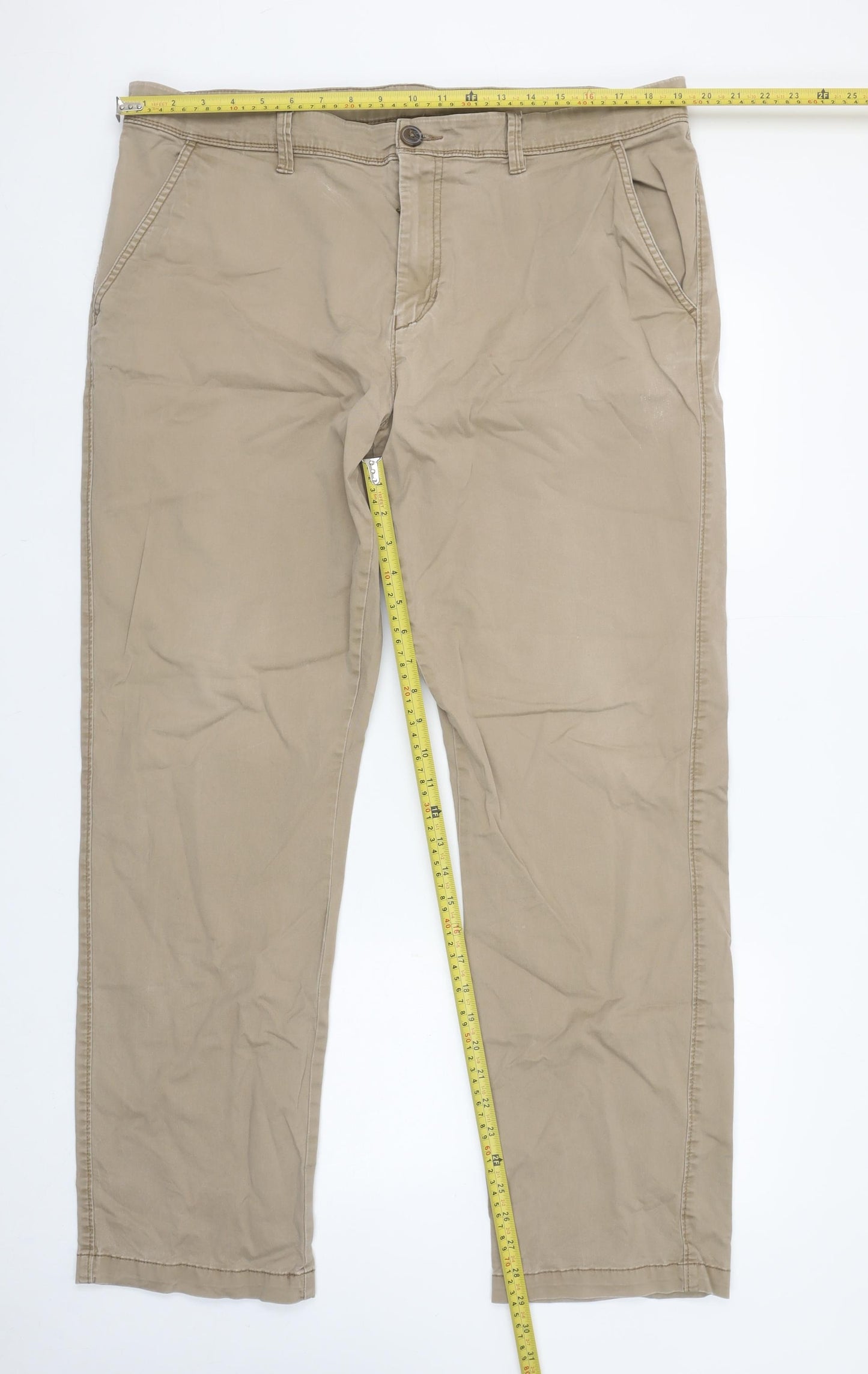 St. Bernard for Dunnes Stores Men's Beige Chino Trousers 38W 32L Cotton Stretch