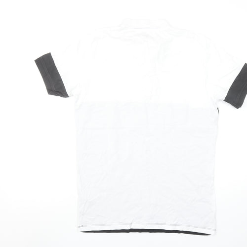 883 Police Milano Men's Black White Colourblock Polo Shirt Size M