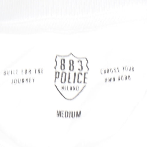 883 Police Milano Men's Black White Colourblock Polo Shirt Size M