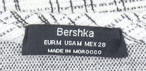 Bershka Women Grey Check Shift Dress Size 10 3/4 Sleeve