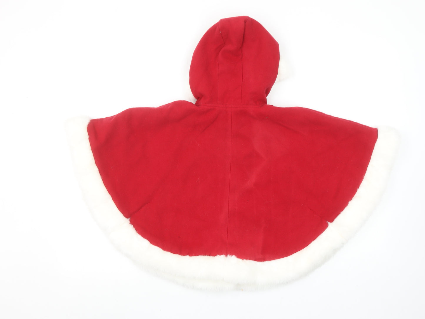 Savannah Girls Red Faux Fur Trim Hooded Winter Cape Poncho Age 4-5 Years