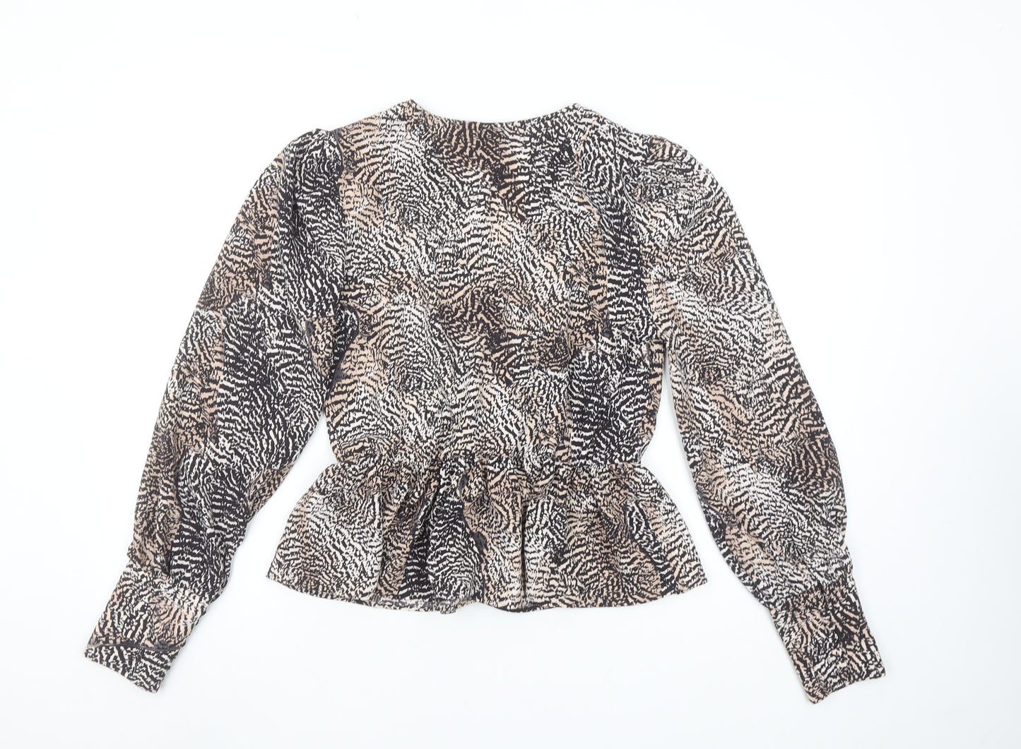 H&M Women’s Multicoloured Animal Print Wrap Blouse UK 8 Long Sleeve