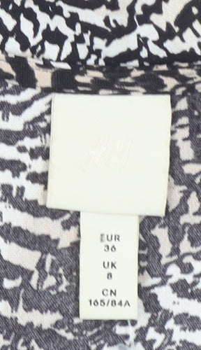 H&M Women’s Multicoloured Animal Print Wrap Blouse UK 8 Long Sleeve