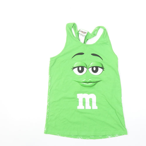 M&M's World Women's Green Racerback Tank Top Size S Cotton Summer