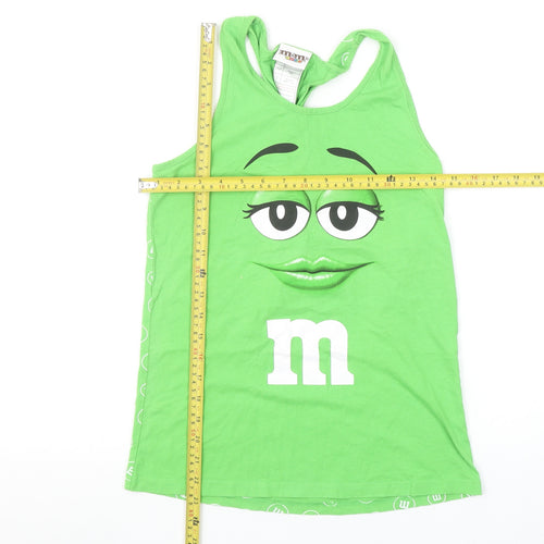 M&M's World Women's Green Racerback Tank Top Size S Cotton Summer