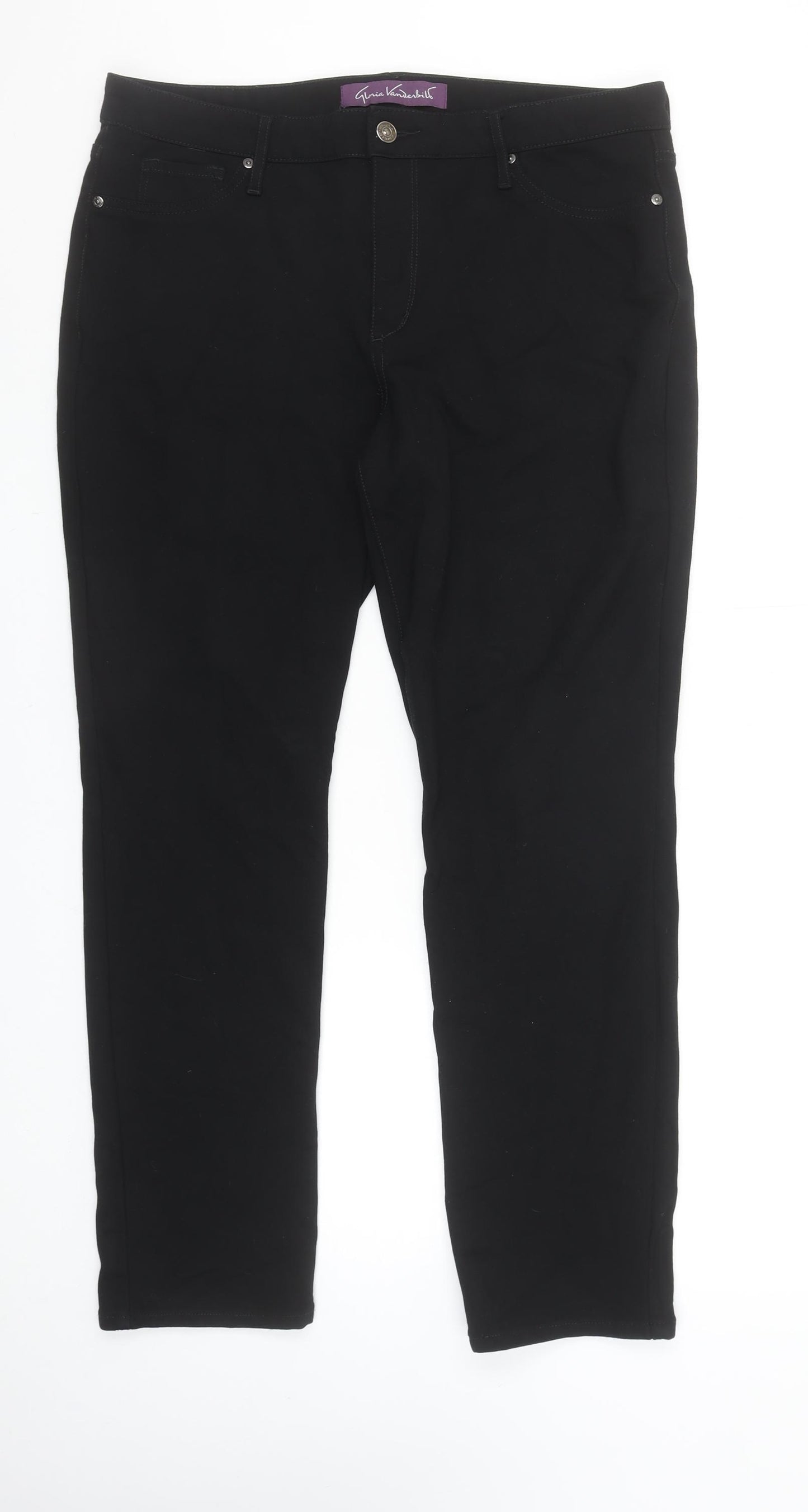 Gloria Vanderbilt Women's Black Size 14 Stretch Straight Leg Trousers