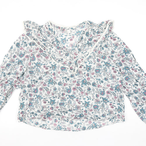 Springfield Women’s Multicoloured Floral Cotton Ruffle Blouse Size 10