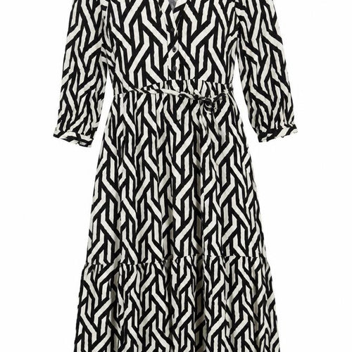 Dunnes Women’s Black Geometric Midi Wrap Dress Size 8