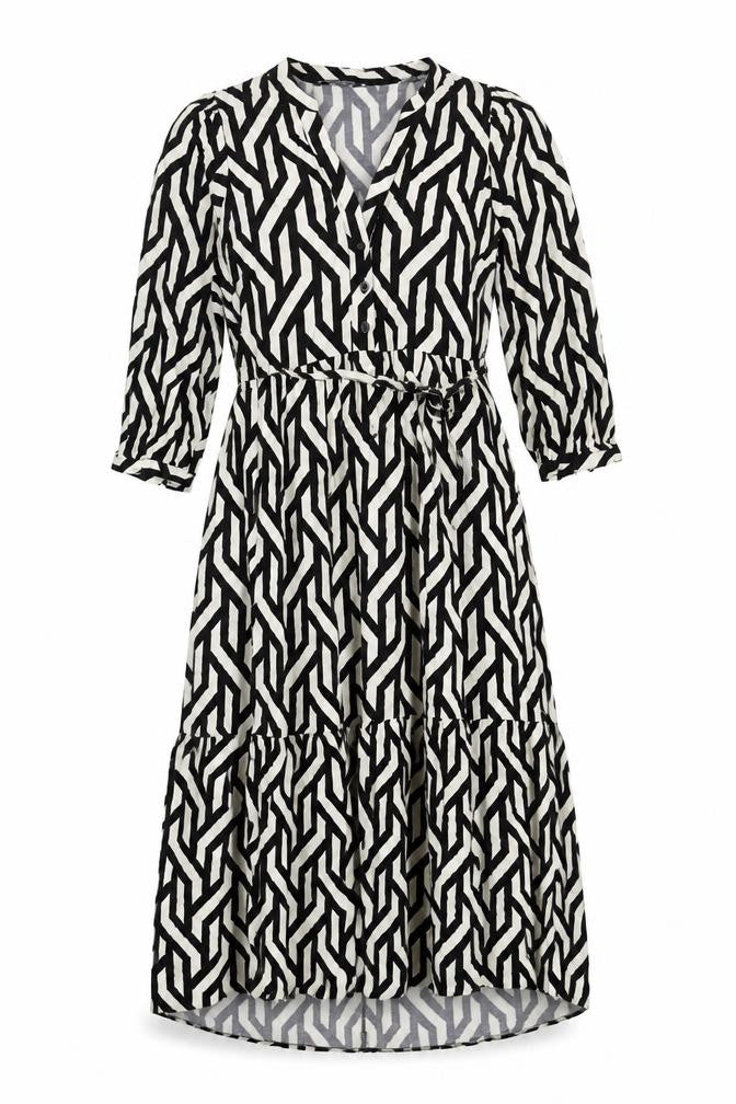 Dunnes Women’s Black Geometric Midi Wrap Dress Size 8