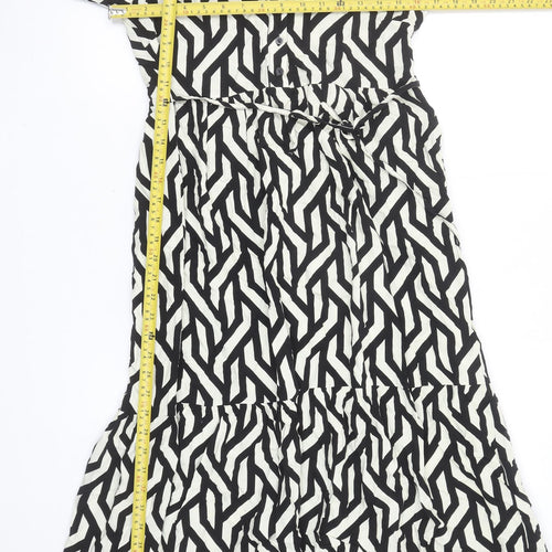 Dunnes Women’s Black Geometric Midi Wrap Dress Size 8