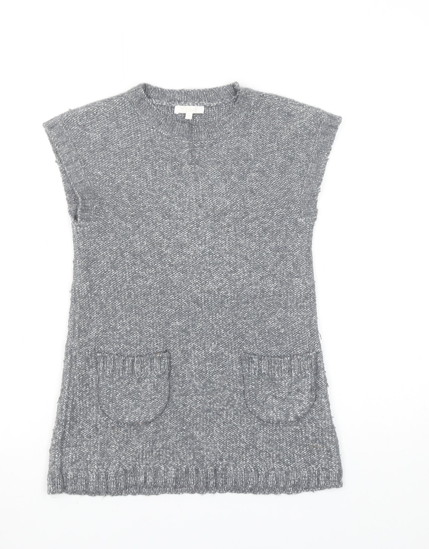 Chloé Women's Grey Knit Sleeveless Tunic Jumper Size 6