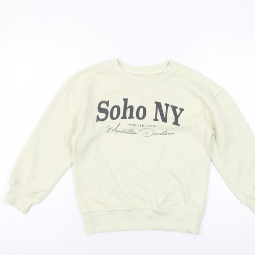 Dunnes Stores Girls Beige Soho NY Graphic Pullover Sweatshirt 6-7 Years