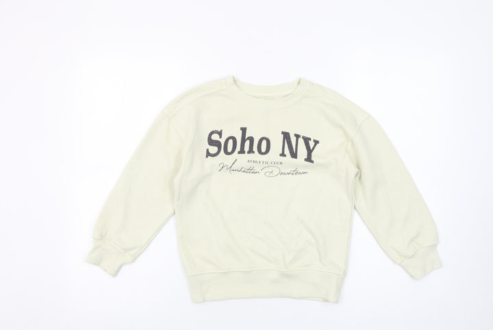 Dunnes Stores Girls Beige Soho NY Graphic Pullover Sweatshirt 6-7 Years