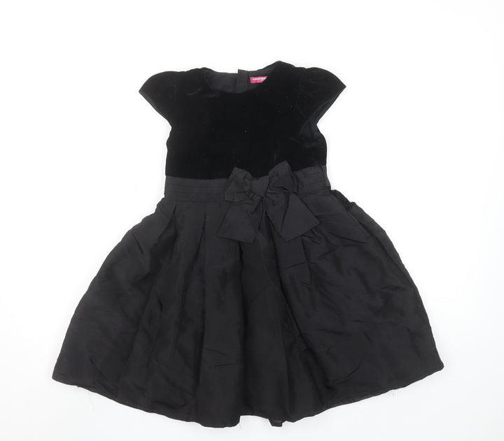 Young Dimension Girls Black Velvet Fit & Flare Party Dress 6-7 Years