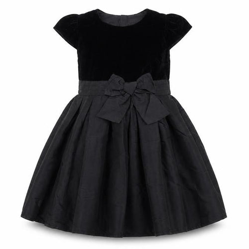 Young Dimension Girls Black Velvet Fit & Flare Party Dress 6-7 Years