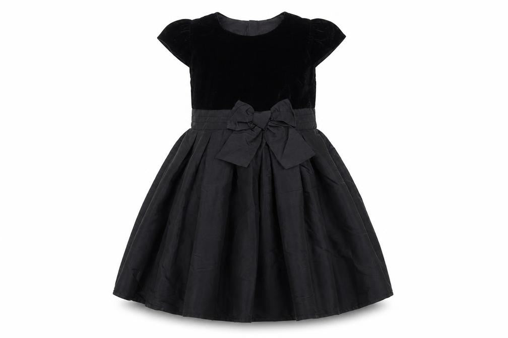 Young Dimension Girls Black Velvet Fit & Flare Party Dress 6-7 Years