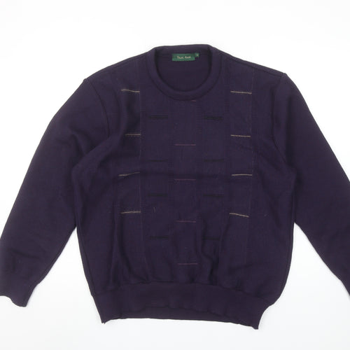 Peace Puck Men's Purple Wool Blend Geometric Knit Jumper M