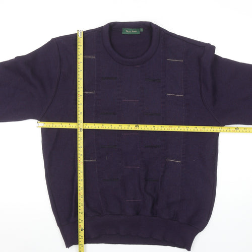 Peace Puck Men's Purple Wool Blend Geometric Knit Jumper M