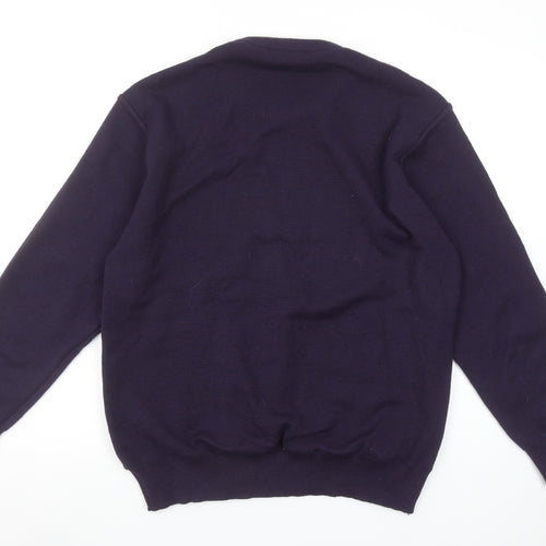 Peace Puck Men's Purple Wool Blend Geometric Knit Jumper M