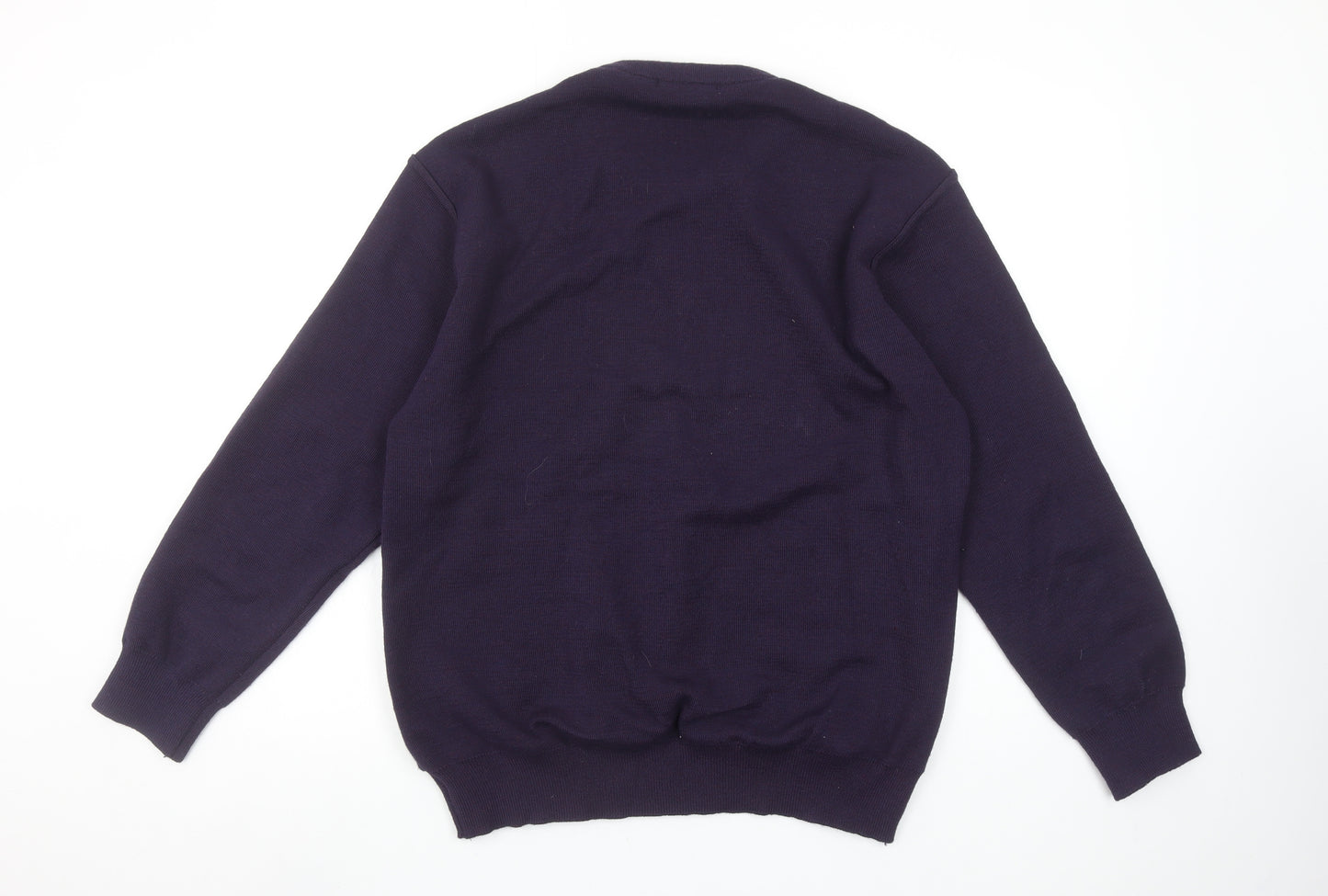 Peace Puck Men's Purple Wool Blend Geometric Knit Jumper M