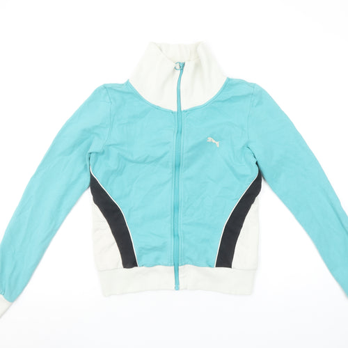 Puma Women's Blue Full Zip Sweatshirt Size 10 UK Lightweight Logo