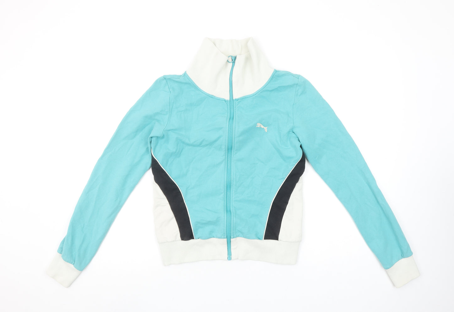 Puma Women's Blue Full Zip Sweatshirt Size 10 UK Lightweight Logo
