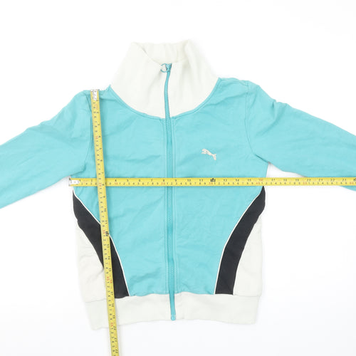 Puma Women's Blue Full Zip Sweatshirt Size 10 UK Lightweight Logo