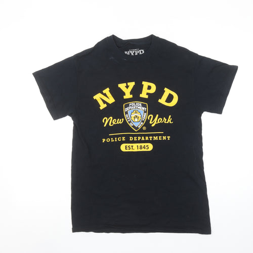 Robin Ruth Men's Black NYPD Graphic Cotton Crew Neck T-Shirt Size S