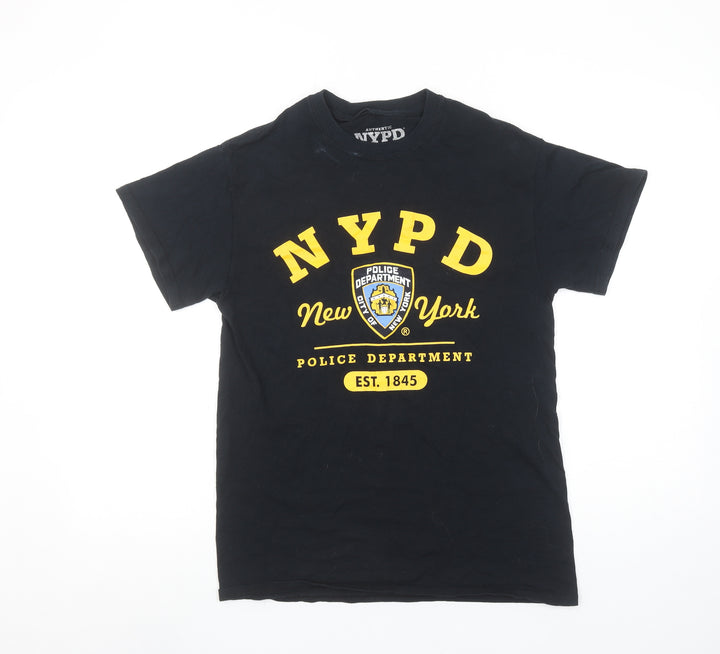 Robin Ruth Men's Black NYPD Graphic Cotton Crew Neck T-Shirt Size S