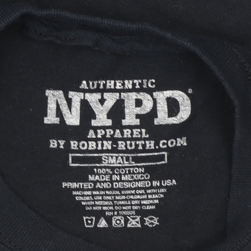 Robin Ruth Men's Black NYPD Graphic Cotton Crew Neck T-Shirt Size S