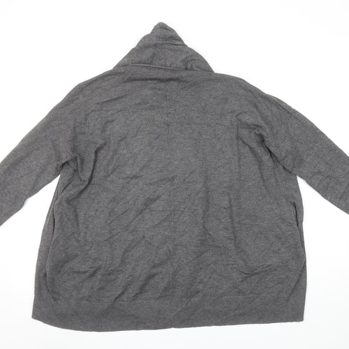 ZARA Women Grey Full Zip Knit Cowl Neck Jumper Size S