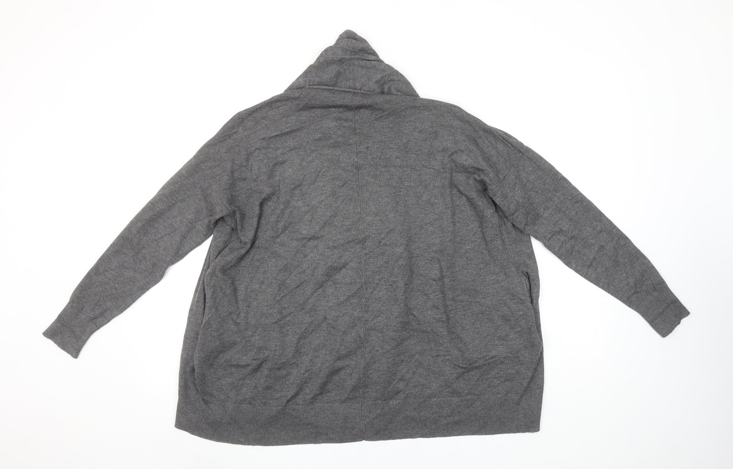 ZARA Women Grey Full Zip Knit Cowl Neck Jumper Size S