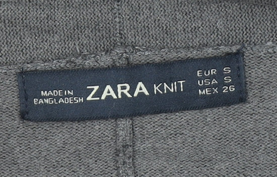ZARA Women Grey Full Zip Knit Cowl Neck Jumper Size S