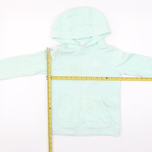Nike Girls Green Pullover Hoodie XS (6-7 Years) Fleece Logo Sweatshirt