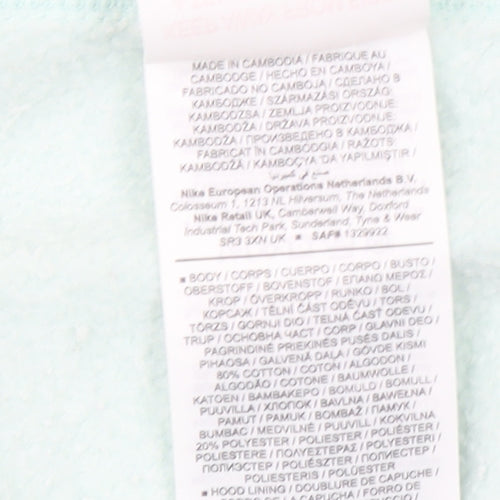 Nike Girls Green Pullover Hoodie XS (6-7 Years) Fleece Logo Sweatshirt