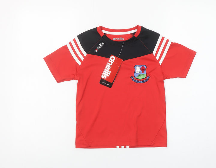 O'Neills Boys Red Short Sleeve Football Jersey T-Shirt 5-6 Years
