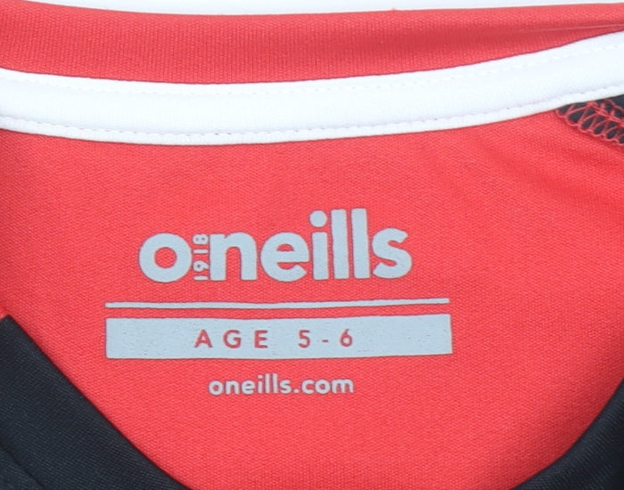 O'Neills Boys Red Short Sleeve Football Jersey T-Shirt 5-6 Years