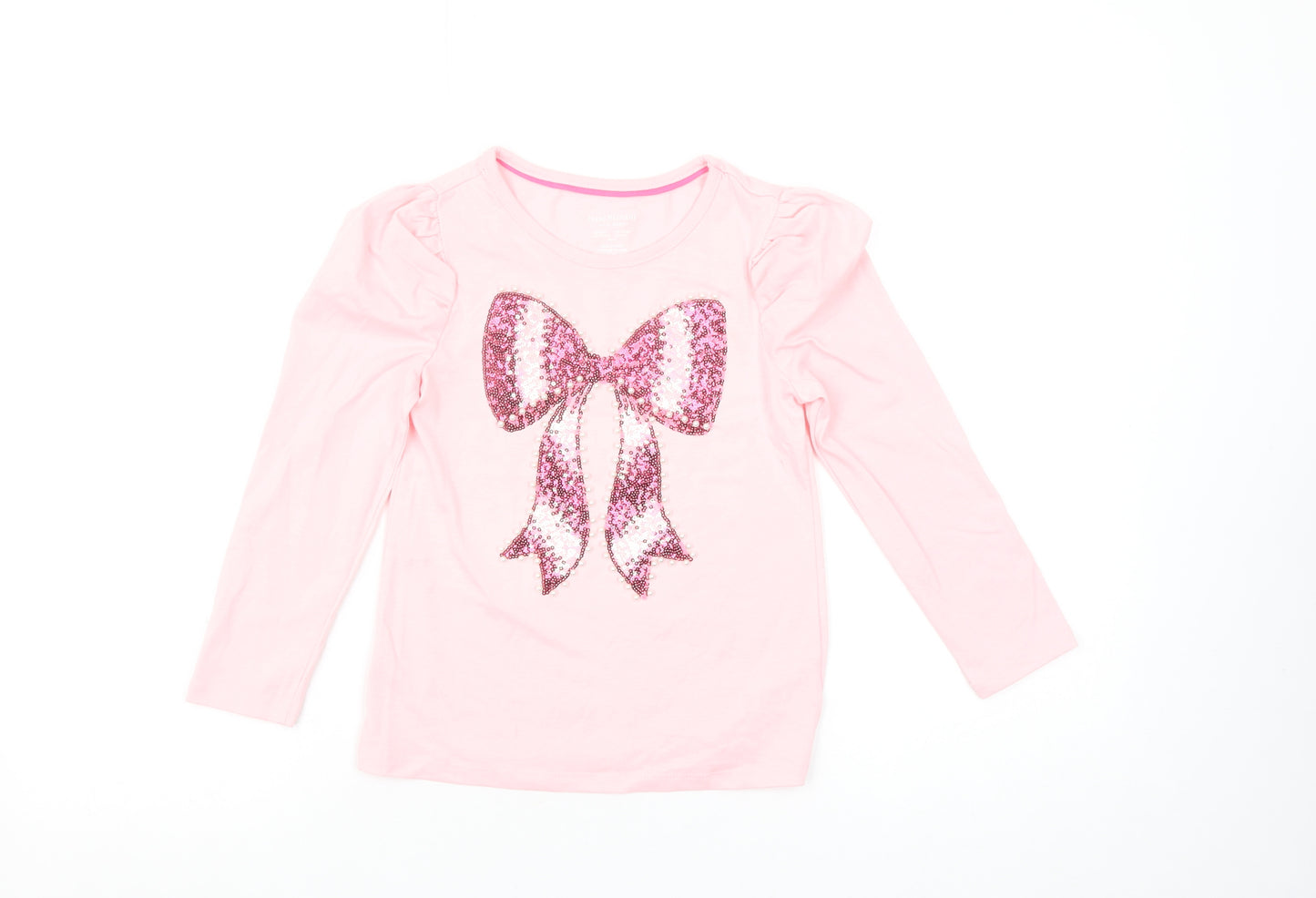Isaac Mizrahi Girls Pink Sequin Bow Long Sleeve T-Shirt 5-6 Years