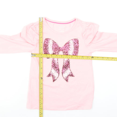 Isaac Mizrahi Girls Pink Sequin Bow Long Sleeve T-Shirt 5-6 Years