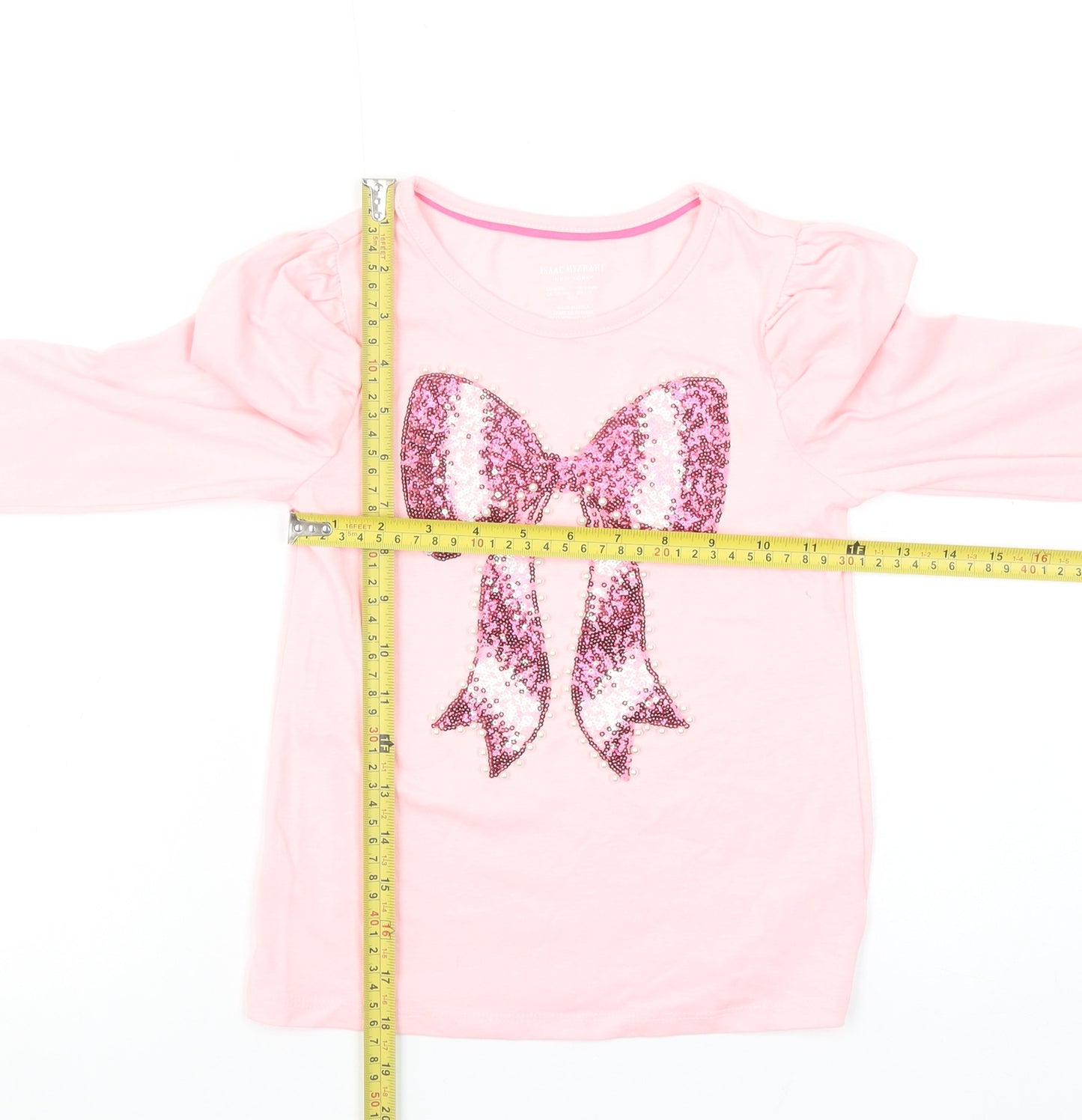 Isaac Mizrahi Girls Pink Sequin Bow Long Sleeve T-Shirt 5-6 Years