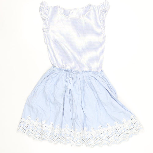 Next Girls Blue Cotton Embroidered A-Line Dress 12 Years