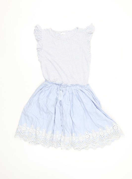 Next Girls Blue Cotton Embroidered A-Line Dress 12 Years