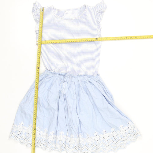 Next Girls Blue Cotton Embroidered A-Line Dress 12 Years