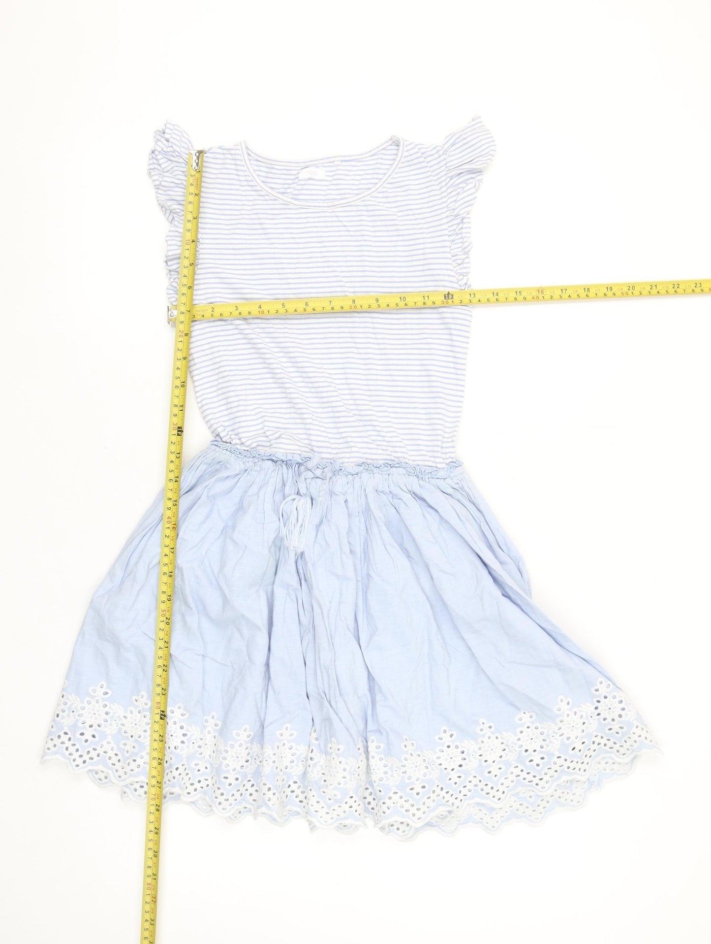 Next Girls Blue Cotton Embroidered A-Line Dress 12 Years
